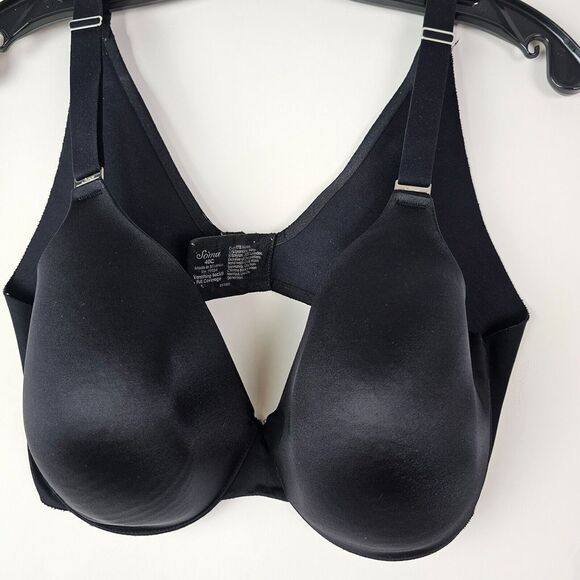 Soma Other - Soma Vanishing Back Full Coverage Bra‎ 40C Black Satin Adjustable Straps